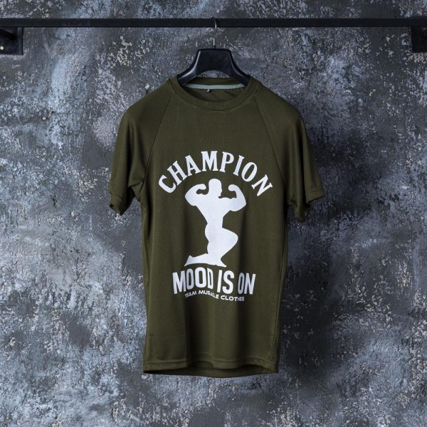 تیشرت سوزنی CHAMPION سبز ارتشی